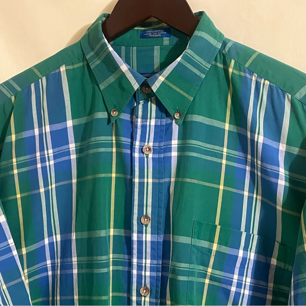 Pendleton Men's Green Plaid Button Up Short Sleeve Shirt Size Large
